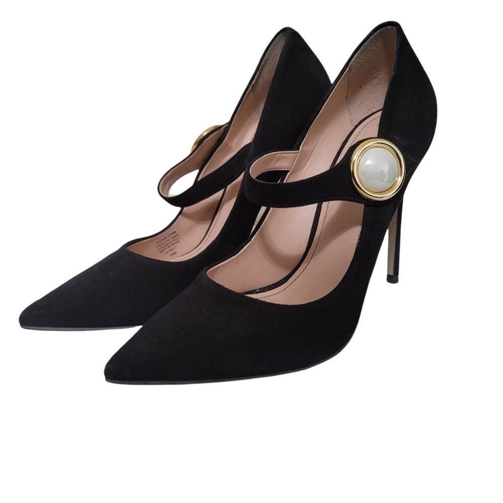 Carvel by Kurt Geiger Black Suede Pearl Pumps 39